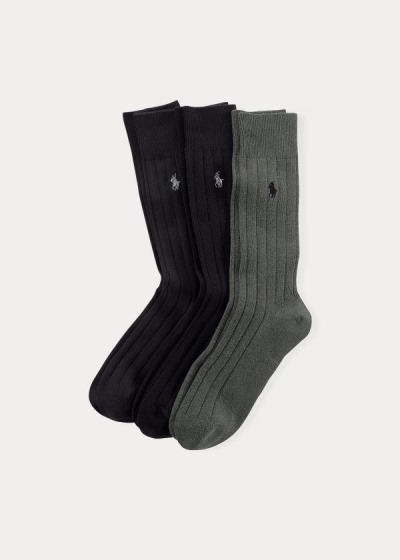 Calcetines Polo Ralph Lauren Hombre Negros / Multicolor - Combed Cotton Rib 3-Pack - JDBVQ6195